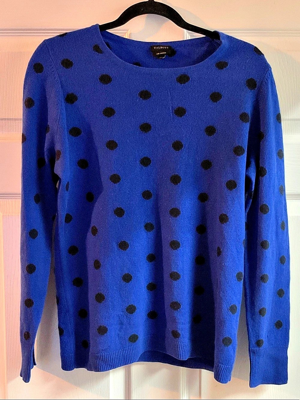 Talbots Pure Cashmere Polka Dot Crewneck Sweater Size Medium